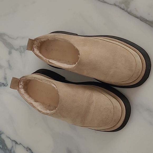 Wandler Suede and Shearling Mules, size 7 - Picture 8 of 12